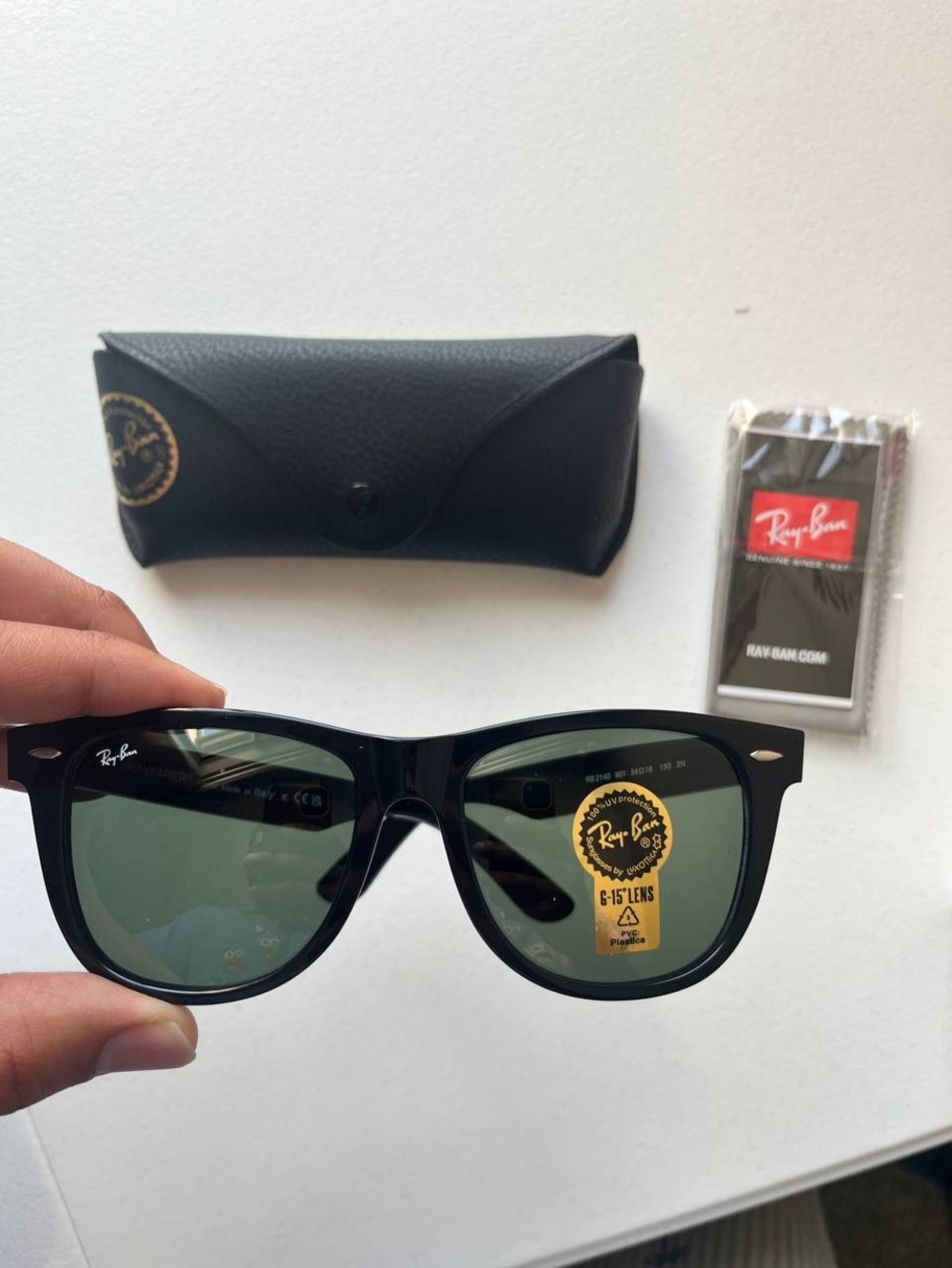 Ray-Ban Black Sunglasses with Green Lenses